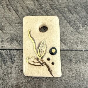Glass Artistic Beige Pendant with Leaf Design